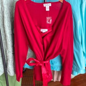 KIM PARRISH Red Knit Cardigan with Matching Tank Set
